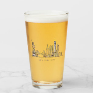 Minimalistisk New York City Skyline Linjekonst Glaskopp