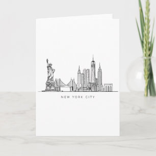 Minimalistisk New York City Skyline Linjekonst Kort