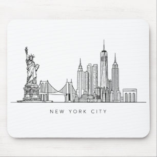 Minimalistisk New York City Skyline Linjekonst Musmatta