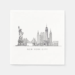 Minimalistisk New York City Skyline Linjekonst Pappersservett