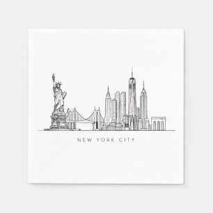 Minimalistisk New York City Skyline Linjekonst Pappersservett