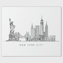Minimalistisk New York City Skyline Linjekonst Presentpapper