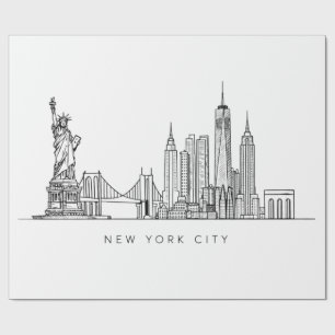 Minimalistisk New York City Skyline Linjekonst Presentpapper