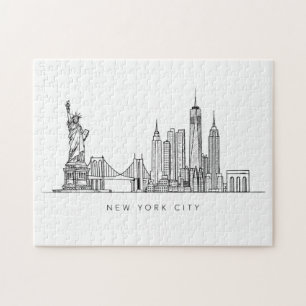 Minimalistisk New York City Skyline Linjekonst Pussel