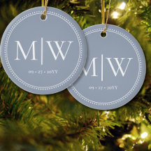 Minimalistisk Newlyweds Monogram Dusty Blue-Helgda