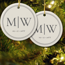 Minimalistisk Newlyweds Monogram Ecru Helgdag