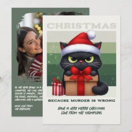 Minimalistisk nordisk rolig katt retro julfotograf julkort
