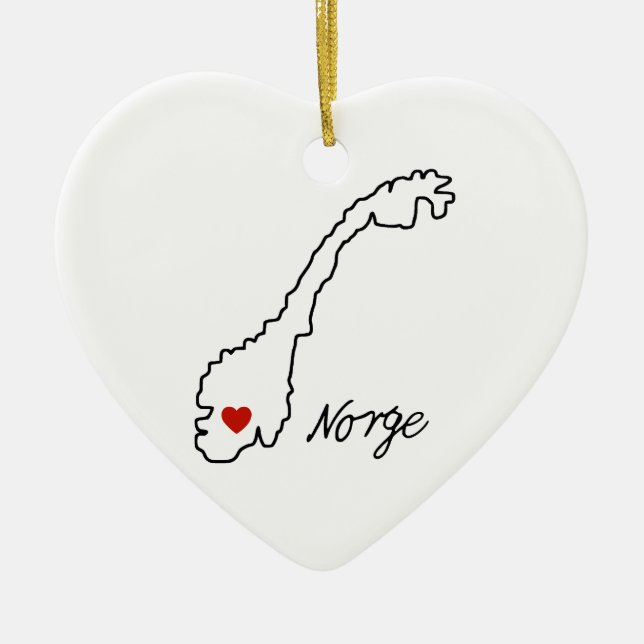 Minimalistisk Norge-karta | Förlovningsminne Julgransprydnad Keramik (Framsidan)