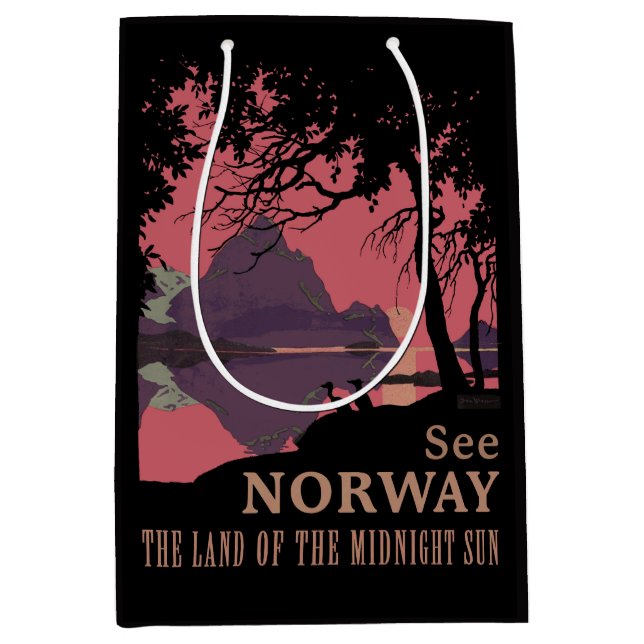 Minimalistisk Norge Solnedgång Poster - Berg Fjord (Framsidan)
