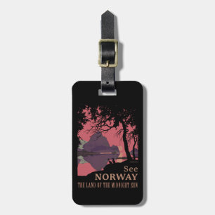Minimalistisk Norge Solnedgång Poster - Berg Fjord Bagagebricka