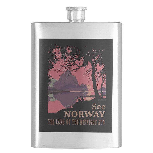 Minimalistisk Norge Solnedgång Poster - Berg Fjord Fickplunta (Framsidan)