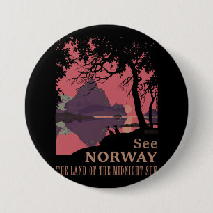 Minimalistisk Norge Solnedgång Poster - Berg Fjord Knapp
