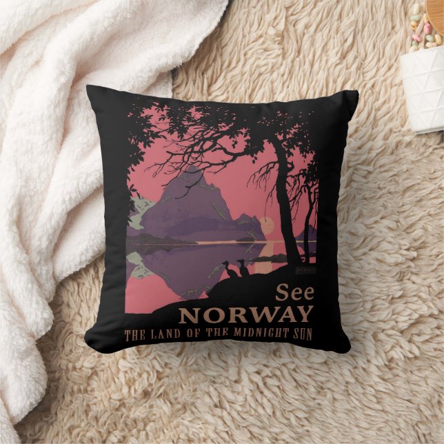Minimalistisk Norge Solnedgång Poster - Berg Fjord Kudde (Filt)