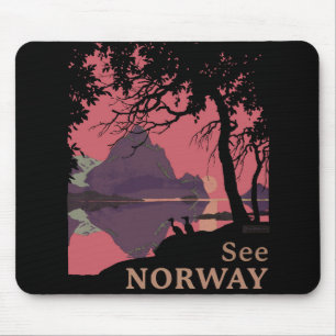 Minimalistisk Norge Solnedgång Poster - Berg Fjord Musmatta