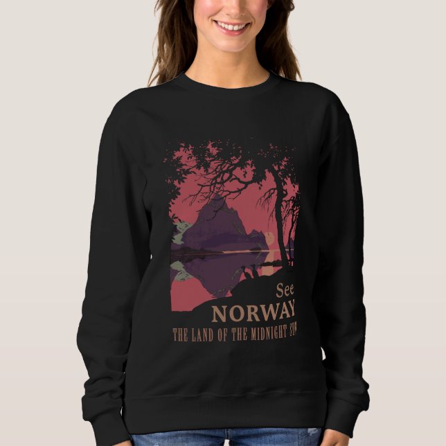 Minimalistisk Norge Solnedgång Poster - Berg Fjord T Shirt (Framsida)