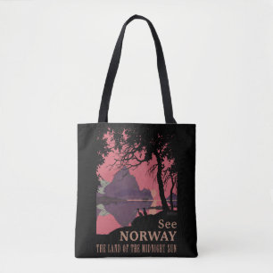 Minimalistisk Norge Solnedgång Poster - Berg Fjord Tygkasse