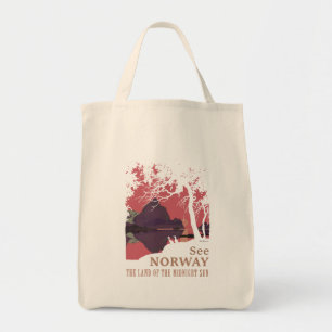Minimalistisk Norge Solnedgång Poster - Berg Fjord Tygkasse