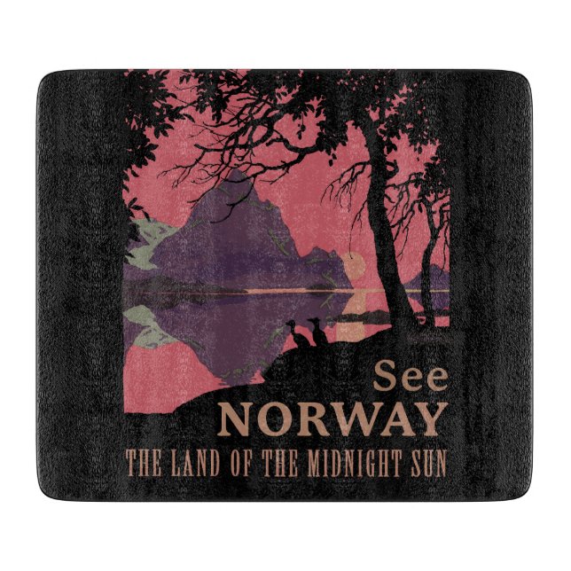 Minimalistisk norsk solnedgångsposter - Bergsfjord (Framsidan)