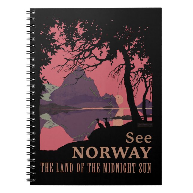 Minimalistisk norsk solnedgångsposter - fjällfjord anteckningsbok (Framsidan)