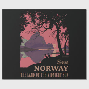 Minimalistisk norsk solnedgångsposter - fjällfjord presentpapper
