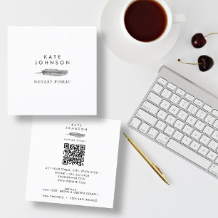 Minimalistisk notary Signing Agent Feather Quill-L Fyrkantigt Visitkort