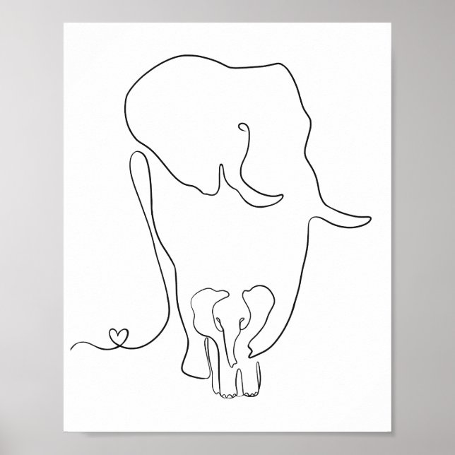Minimalistisk Nursery Wall i Mor och Baby Poster (Framsidan)
