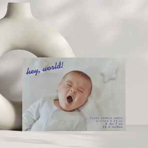 Minimalistisk Ny Bebis Foto Nyfödd Hej Födelse Meddelande