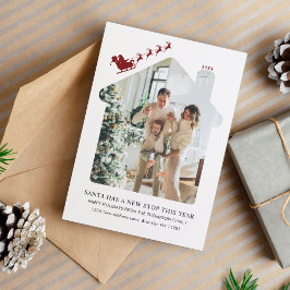 Minimalistisk ny hemfoto Red Santa Sleigh Flytta Julkort