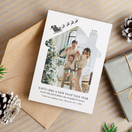 Minimalistisk ny hemfoto Santa Sleigh-Flytta Julkort