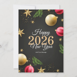 Minimalistisk Nyår 2026 Vykort Högtid C