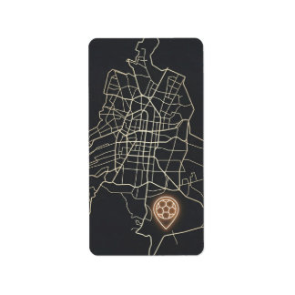 Minimalistisk NYC-fotbollskartnål Linje Konst Adressetikett