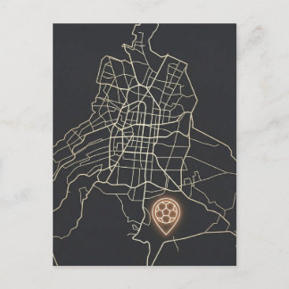 Minimalistisk NYC-fotbollskartnål Linje konst Vykort