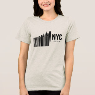 Minimalistisk NYC-streckkod Himmelslinje Design T Shirt