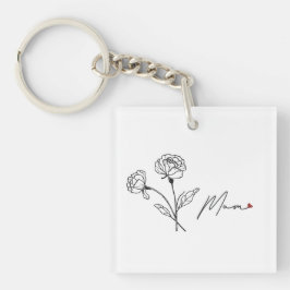 Minimalistisk nyckelkedja Mamma med Blommigt med h
