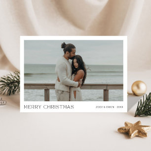 Minimalistisk nygift om kustnära foto-jul julkort