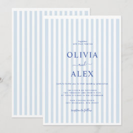 Minimalistisk och Chic Blå Fransk Personlig Bröllo Inbjudningar
