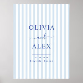 Minimalistisk och Chic Blå Fransk Personlig Bröllo Poster