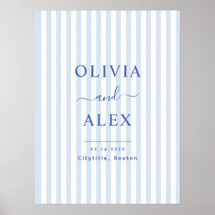 Minimalistisk och Chic Blå Fransk Personlig Bröllo Poster