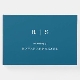 Minimalistisk och Chic Blå | Vit Kant Gästebok Gästböcker