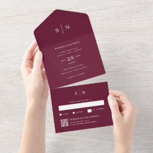Minimalistisk och Chic Burgundy Bröllop med QR-k