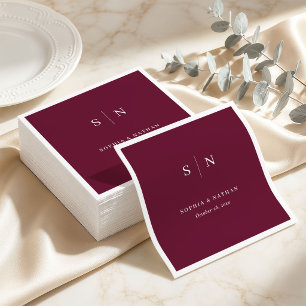 Minimalistisk och Chic Burgundy Bröllop Pappersservett