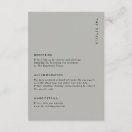 Minimalistisk och Chic Grå Modern Enkel Bröllopsde Tilläggskort