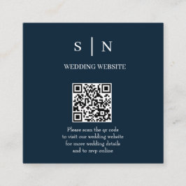 Minimalistisk och Chic | Marinblå och Vit QR-kod Tilläggskort
