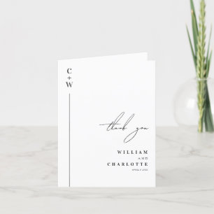 Minimalistisk och Chic Monogram Bröllop Tack Kort