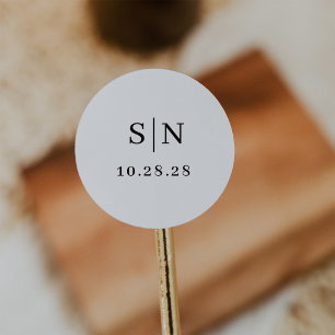 Minimalistisk och Chic Monogram Svart och Vitt Runt Klistermärke