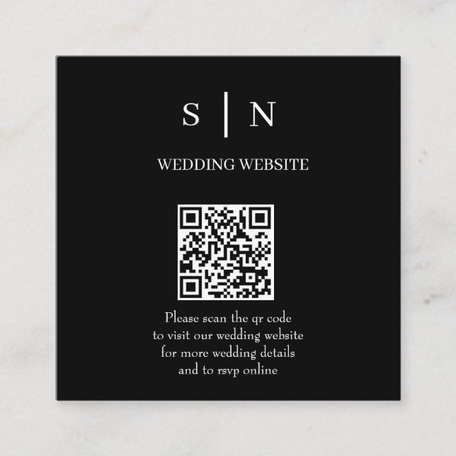 Minimalistisk och Chic | Svart och Vit QR-kod Tilläggskort (Framsida)