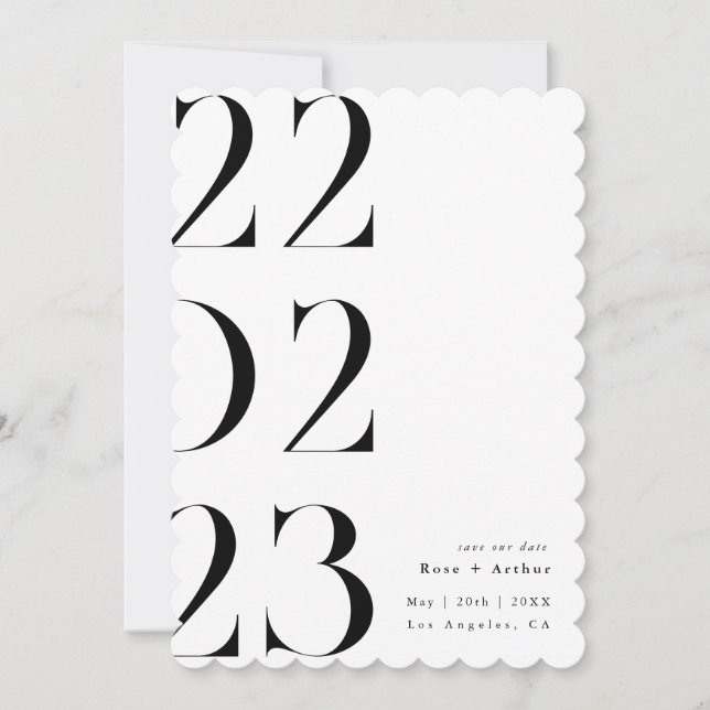 Minimalistisk och chic svart och vit Save the date Inbjudningar (Framsida)