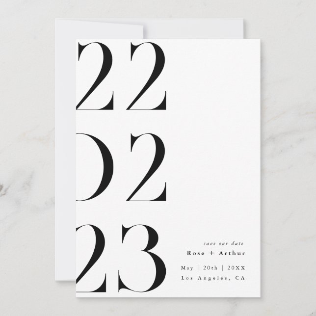 Minimalistisk och chic svart-vit Save the date Inbjudningar (Framsida)