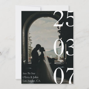 Minimalistisk och chic svart-vit save the date inbjudningar