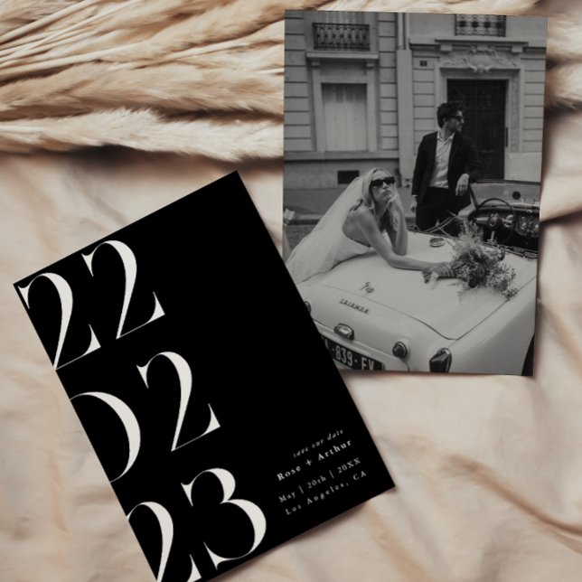 Minimalistisk och chic svart-vit Save the date Inbjudningar (Skapare uppladdad)